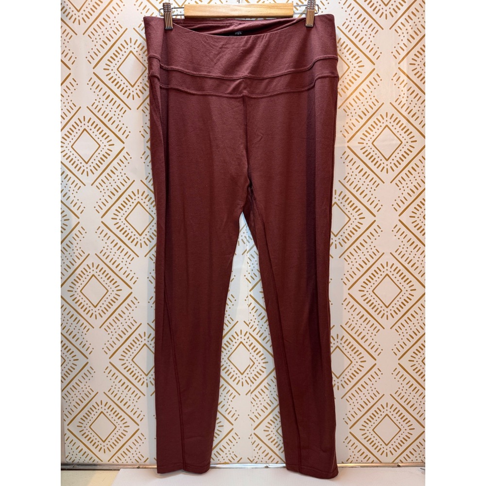 Woolly Leggings Women XXL Maroon Everyday Flex Merino Wool High Rise Activewear - Picture 3 of 13